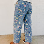 Allover Floral Denim Pants - Denim - Lace and Grace Boutique