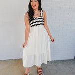 Scallop Detailed Midi Dress - Cream - Lace and Grace Boutique