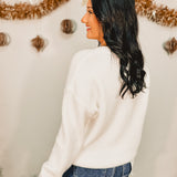 Merry Wreath & Bow Knit Sweater - White