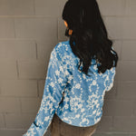 Button Down Floral Embroidered Denim Top - Lace and Grace Boutique