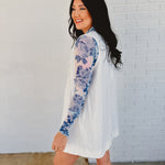Nashville Nights Pleated Denim Romper - White - Lace and Grace Boutique