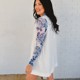 Nashville Nights Pleated Denim Romper - White - Lace and Grace Boutique