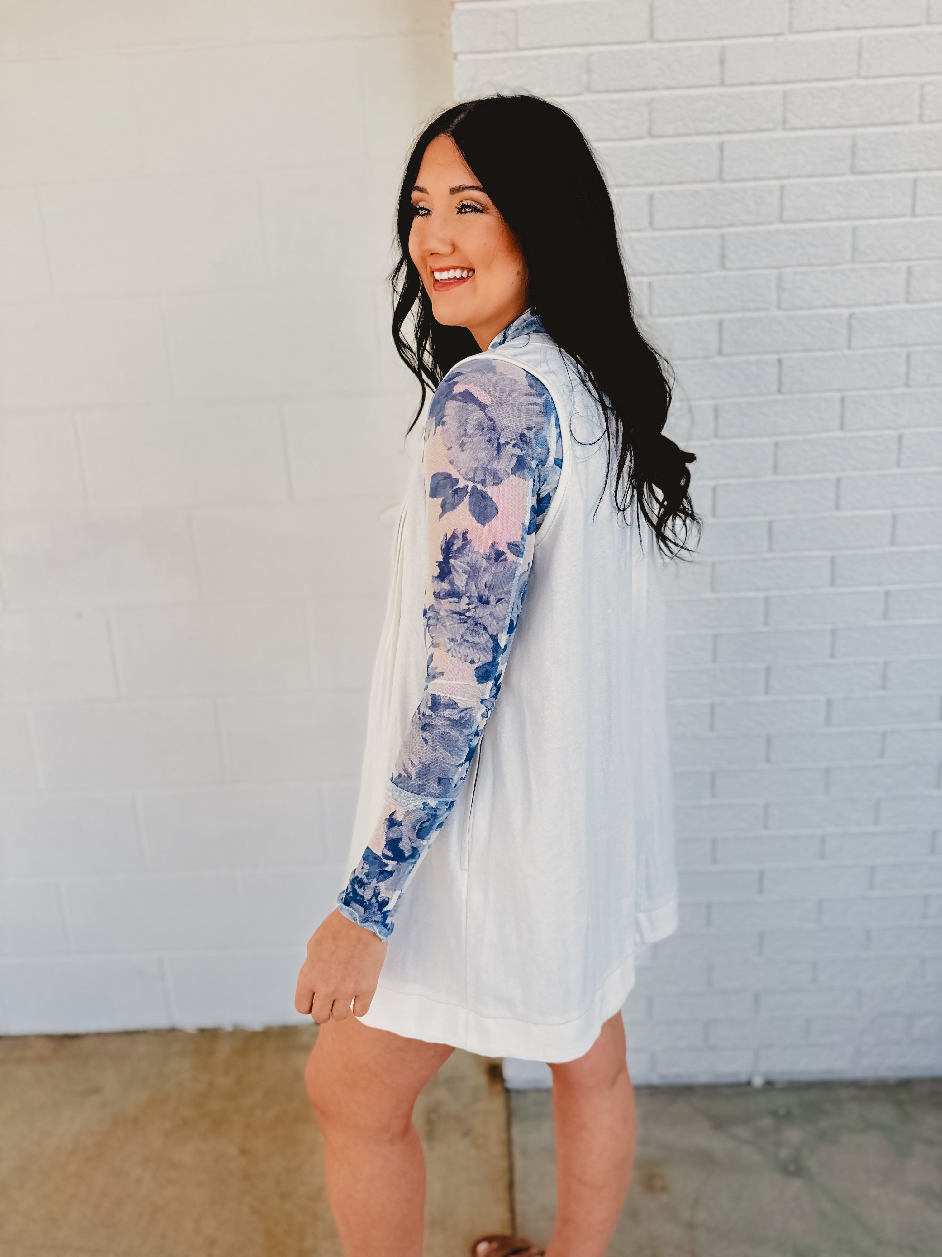 Nashville Nights Pleated Denim Romper - White - Lace and Grace Boutique