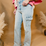 Alyssa Vervet 90's Vintage Cargo Utility Jeans - Lace and Grace Boutique