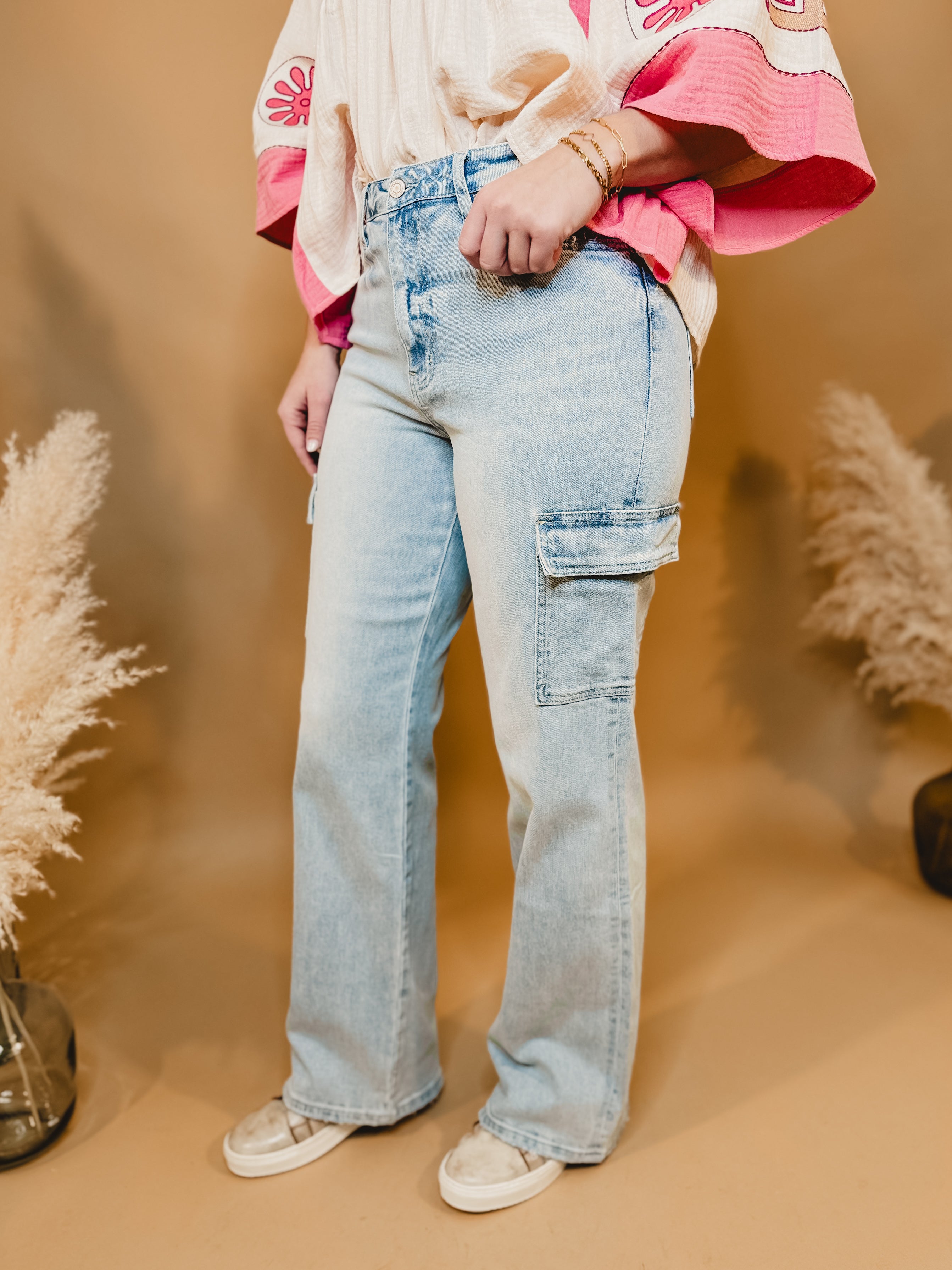 Alyssa Vervet 90's Vintage Cargo Utility Jeans - Lace and Grace Boutique