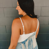 POL Lace Crochet Bodice Crop Tank - Ivory - Lace and Grace Boutique