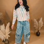 Oli & Hali Washed 3D Cargo Denim Pants - Lace and Grace Boutique