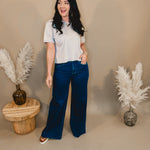 Jessie High Rise Wide Leg Palazzo Risen Jeans - Dark - Lace and Grace Boutique
