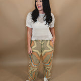 Oli & Hali Washed Star Patchwork Pants - Sage - Lace and Grace Boutique