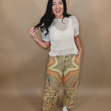 Oli & Hali Washed Star Patchwork Pants - Sage - Lace and Grace Boutique