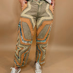 Oli & Hali Washed Star Patchwork Pants - Sage - Lace and Grace Boutique