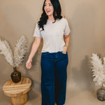 Jessie High Rise Wide Leg Palazzo Risen Jeans - Dark - Lace and Grace Boutique
