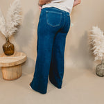 Jessie High Rise Wide Leg Palazzo Risen Jeans - Dark - Lace and Grace Boutique