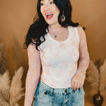 Mesh Lace High Neck Long Sleeve Top - Pink - Lace and Grace Boutique