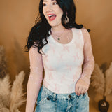 Mesh Lace High Neck Long Sleeve Top - Pink - Lace and Grace Boutique