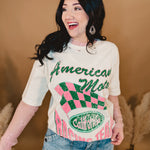 American Made Racing Team Distressed Tee - Ivory - Lace and Grace Boutique