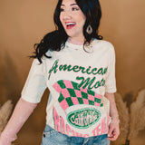 American Made Racing Team Distressed Tee - Ivory - Lace and Grace Boutique