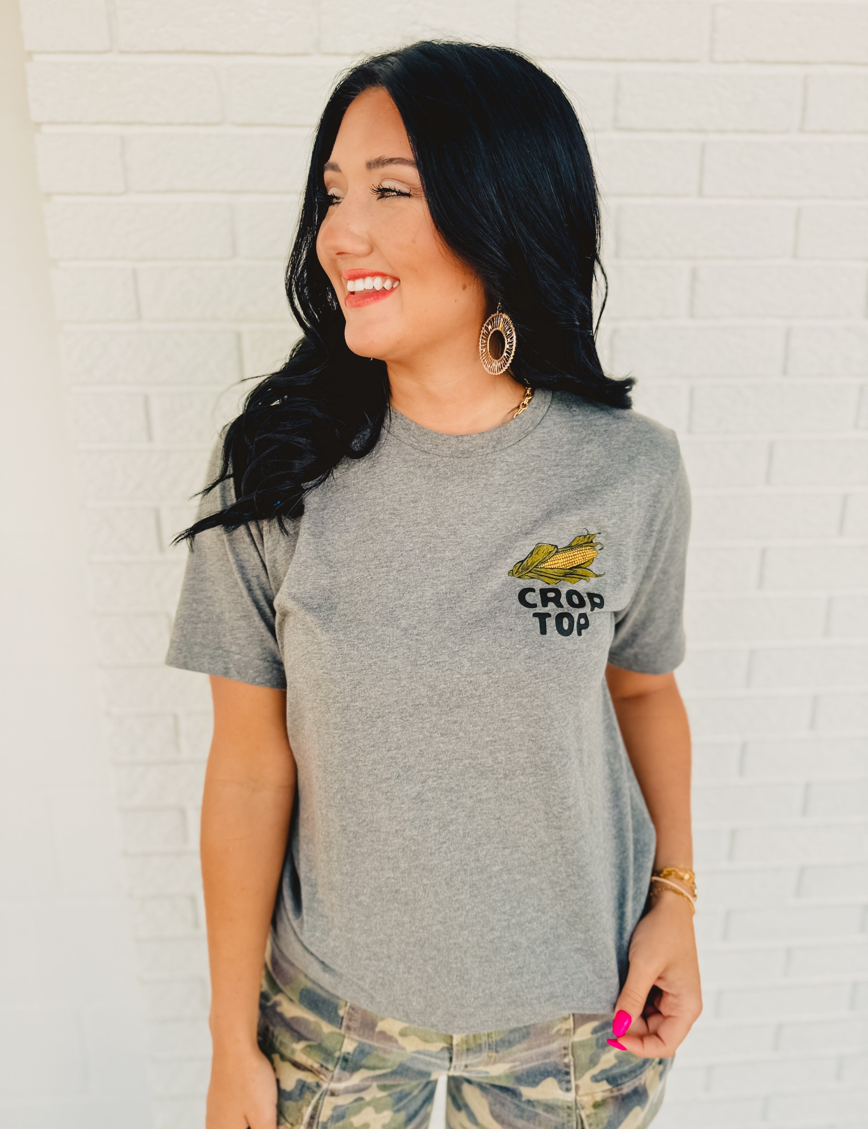 This Is My Crop Top Graphic Tee - Gray - Lace and Grace Boutique