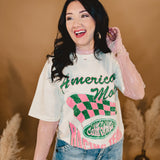 American Made Racing Team Distressed Tee - Ivory - Lace and Grace Boutique