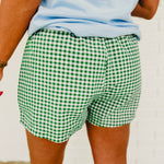 Gingham Boxer Shorts - Green - Lace and Grace Boutique