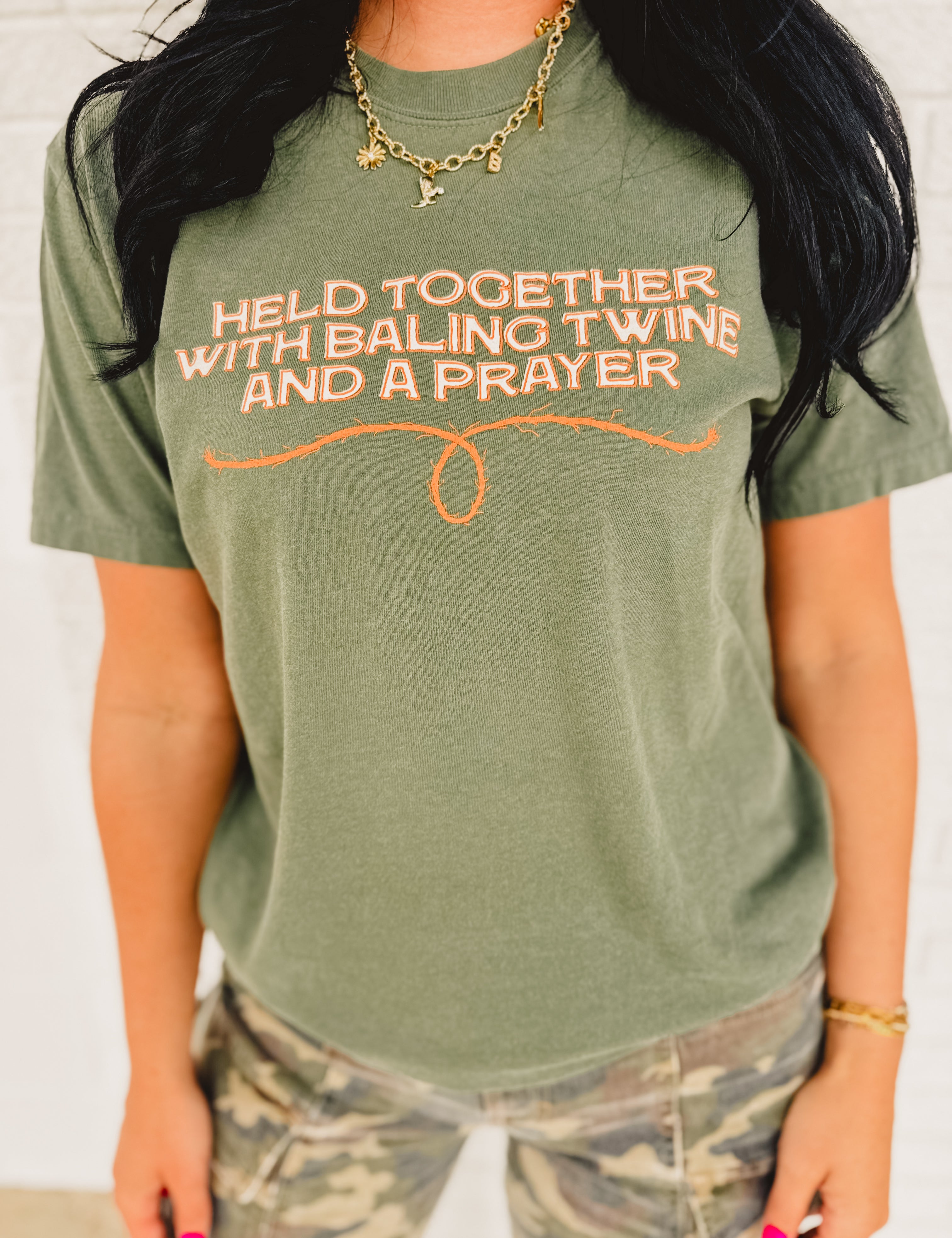 Baling Twine Graphic Tee - Moss - Lace and Grace Boutique