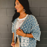POL Denim Woven Open Cadigan - Deep Denim - Lace and Grace Boutique