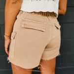 Denim Cargo Shorts - Mocha - Lace and Grace Boutique