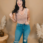 Coming Back V-Neck Cropped Tank - Deep Camel - Lace and Grace Boutique