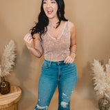 Coming Back V-Neck Cropped Tank - Deep Camel - Lace and Grace Boutique