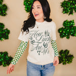 How Lucky Are We Tee - Ivory - Lace and Grace Boutique