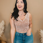 Coming Back V-Neck Cropped Tank - Deep Camel - Lace and Grace Boutique