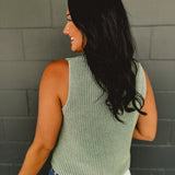 Button Up Sleeveless Sweater Vest - Forest - Lace and Grace Boutique