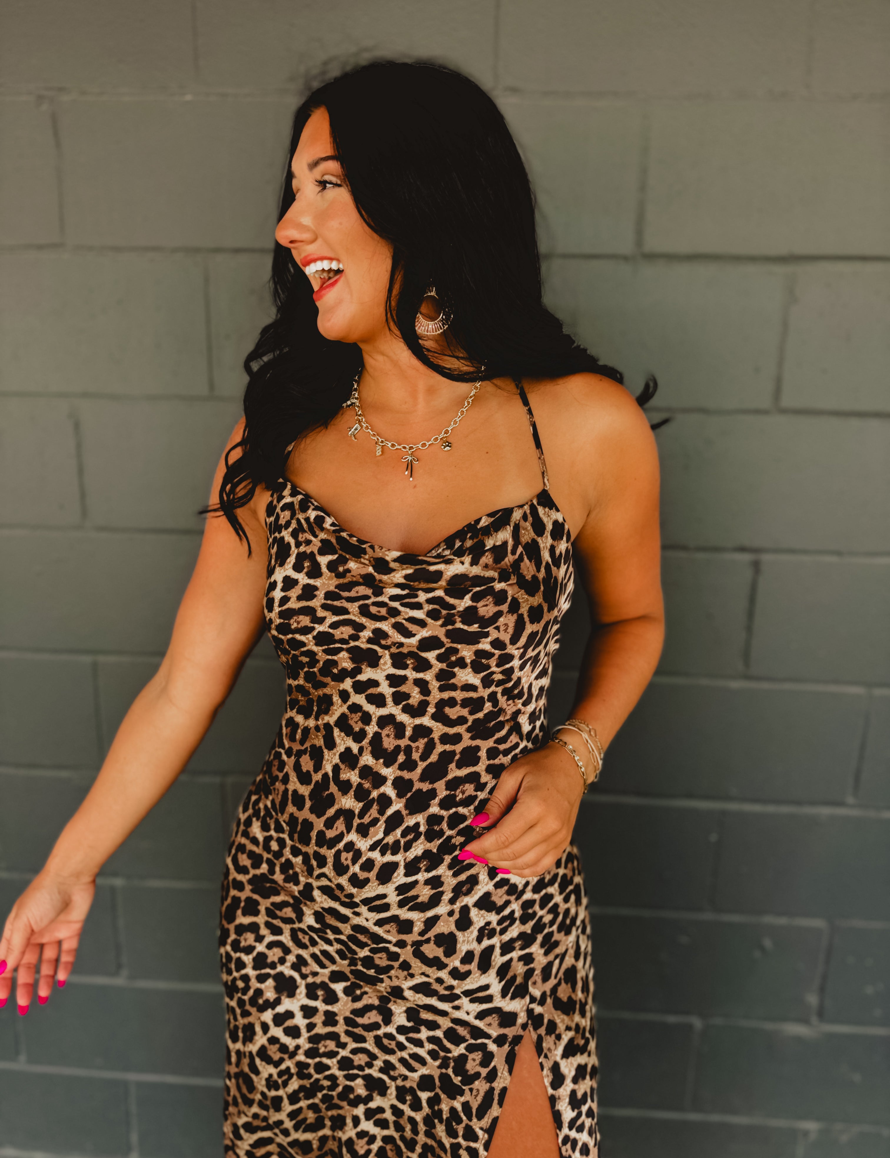 Leopard Satin Maxi Slip Dress - Lace and Grace Boutique