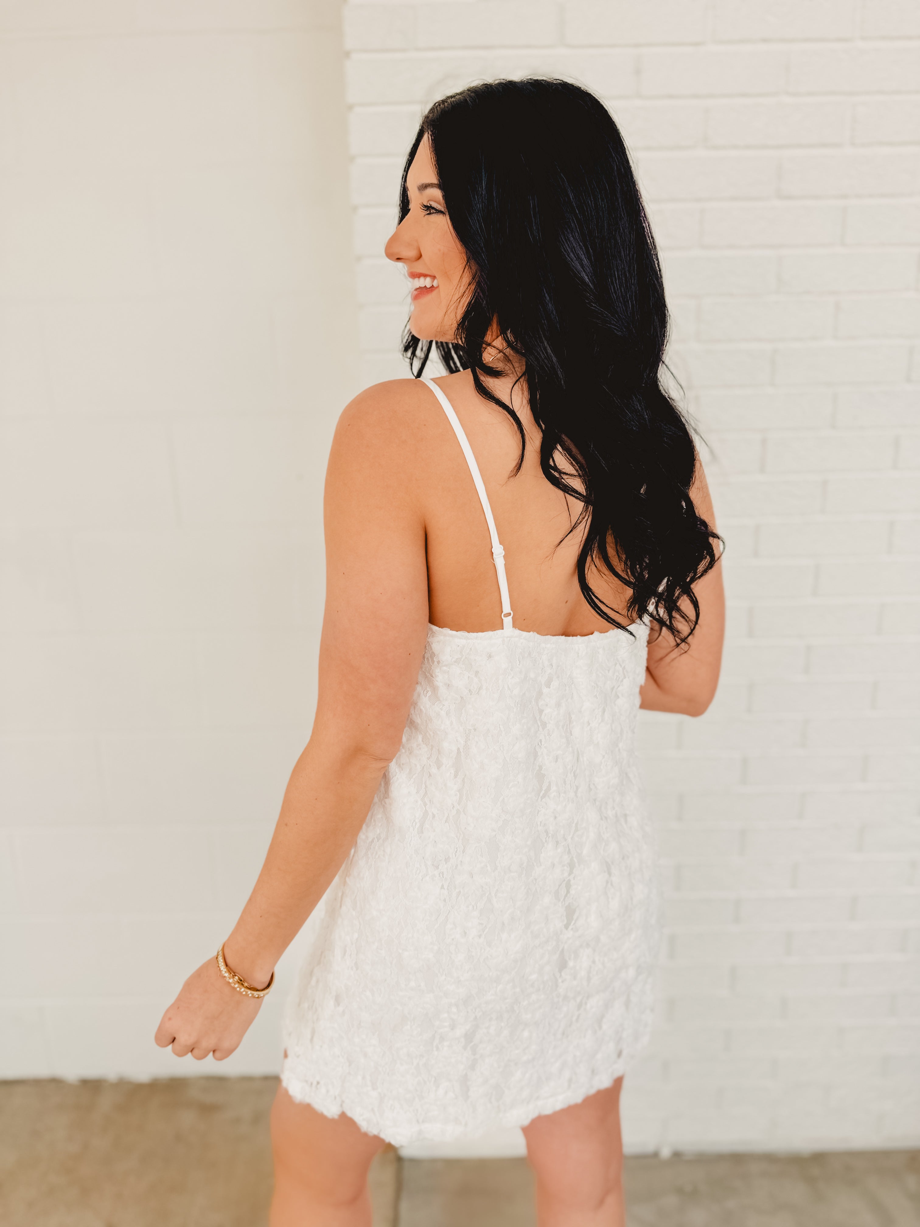 Flowered Sleeveless Dress - White - Lace and Grace Boutique