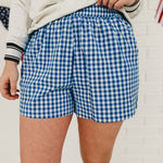 Gingham Shorts - Blue/White - Lace and Grace Boutique