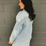 Light Denim Button Down Long Sleeve Dress - Lace and Grace Boutique