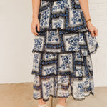 Tiered Handkerchief Maxi Skirt - Blue - Lace and Grace Boutique