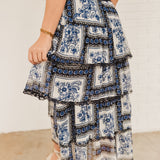 Tiered Handkerchief Maxi Skirt - Blue - Lace and Grace Boutique
