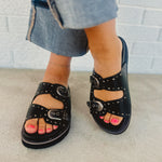 Western Buckle Sandal - Black - Lace and Grace Boutique