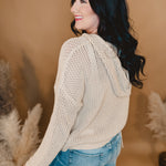 Open Knit Sweater Hoodie - Taupe - Lace and Grace Boutique