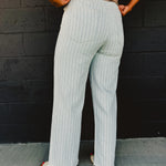 Striped Straight Denim Pants - Light Wash - Lace and Grace Boutique