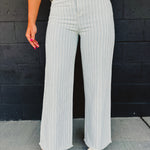 Striped Straight Denim Pants - Light Wash - Lace and Grace Boutique