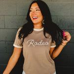 Rodeo Basic Knit Tee - Mocha/Ecru - Lace and Grace Boutique