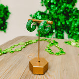 Chunky Rhinestone Hoops - Green - Lace and Grace Boutique