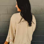 POL Floral Peace Patch Top - Latte - Lace and Grace Boutique
