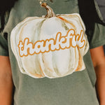 Thankful Pumpkin Graphic Tee - Moss - Lace and Grace Boutique