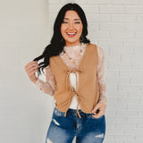 Textured Piping Detailed Vest - Mocha - Lace and Grace Boutique