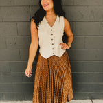 Cotton Linen Blend Vest - Natural - Lace and Grace Boutique