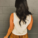 Cotton Linen Blend Vest - Natural - Lace and Grace Boutique