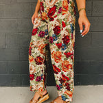 Floral Jacquard Barrel Pants - Multi - Lace and Grace Boutique